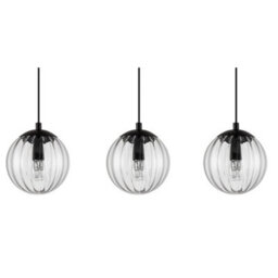 Cosylyte Kingston 3 Light Modern Ribbed Glass Pendant Light - Matt Black Metal - thumbnail 6
