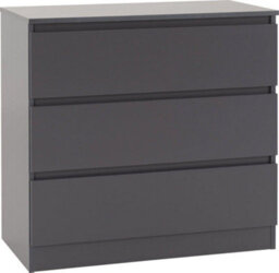 Seconique Malvern 3 Drawer Chest Grey Recessed Handles Metal Runners - thumbnail 1