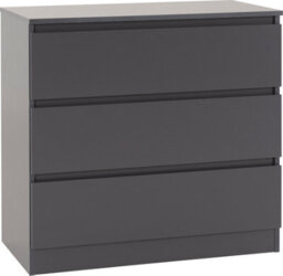 Seconique Malvern 3 Drawer Chest Grey Recessed Handles Metal Runners - thumbnail 3