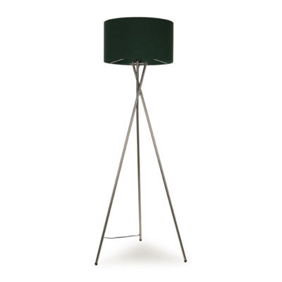 Valuelights Camden Chrome Tripod Floor Lamp With Green Drum Shade - image 1