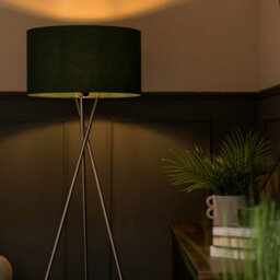 Valuelights Camden Chrome Tripod Floor Lamp With Green Drum Shade - thumbnail 2