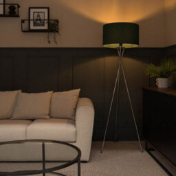 Valuelights Camden Chrome Tripod Floor Lamp With Green Drum Shade - thumbnail 3
