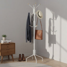 Songmics Coat Stand, Metal Coat Rack With 12 Hooks, 4 Legs, For Coats, Jackets, Hats, Bags, For Hallway Bedroom Office, White - thumbnail 2