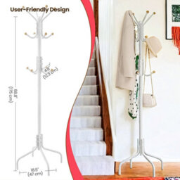 Songmics Coat Stand, Metal Coat Rack With 12 Hooks, 4 Legs, For Coats, Jackets, Hats, Bags, For Hallway Bedroom Office, White - thumbnail 5