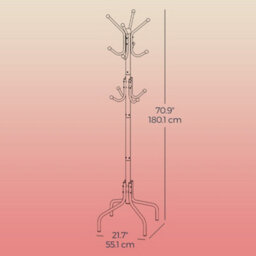 Songmics Coat Stand, Metal Coat Rack With 12 Hooks, 4 Legs, For Coats, Jackets, Hats, Bags, For Hallway Bedroom Office, White - thumbnail 8