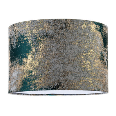 Happy Homewares Forest Green Jacquard Fabric Lamp Shade With Metallic Gold Highlights - image 1