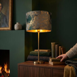 Happy Homewares Forest Green Jacquard Fabric Lamp Shade With Metallic Gold Highlights - thumbnail 6