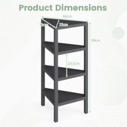 4-Tier Corner Shelf Stand With Slatted Shelves Modern Display Rack Black - thumbnail 2