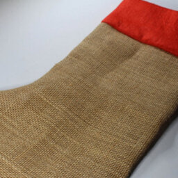 Storm Flowers Garden Hessian Christmas Stocking With Red Trim - thumbnail 2