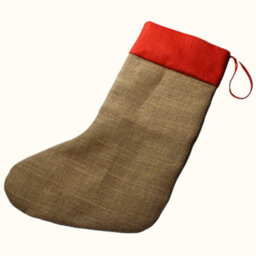 Storm Flowers Garden Hessian Christmas Stocking With Red Trim