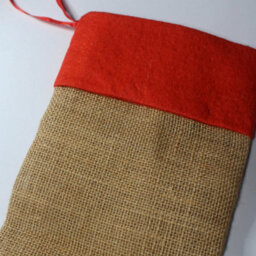 Storm Flowers Garden Hessian Christmas Stocking With Red Trim - thumbnail 5