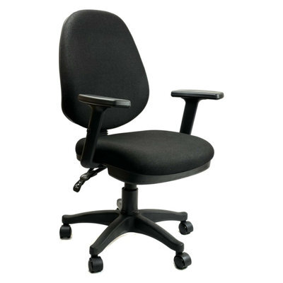 Chelsea Office Chair With Adjustable Arms In Black Fabric