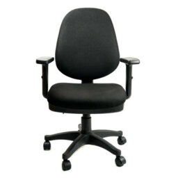 Chelsea Office Chair With Adjustable Arms In Black Fabric - thumbnail 3