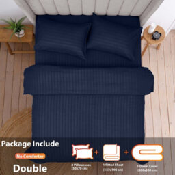 Aspire Homeware Navy Duvet Cover Complete Set, Reversible Modern Bedding Set, Double (L)200Cm X (W)200Cm - thumbnail 2