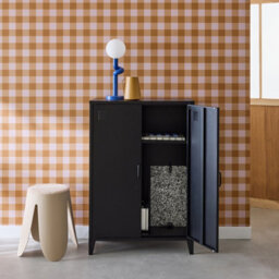Sweeek - Metal Sideboard Cabinet With 2 Storage Compartments Industrial-Style Soho Black 75X33X110 Cm - thumbnail 6