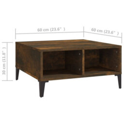 Berkfield Coffee Table Smoked Oak 60X60X30 Cm Engineered Wood - thumbnail 6