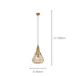 Eglo Amsfield Natural Rattan 1 Light Ceiling Pendant, (D) 35Cm - thumbnail 5