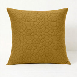 Ameha Ochre Embossed  Pebbles Velvet Cushion Cover, 18X18 Inch, Ultra Soft, Breathable & Hypoallergenic