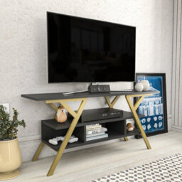 Decorotika Minerva Tv Stand Tv Unit For Tv's Up To 55 Inch Gold And Anthracite - thumbnail 3