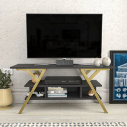 Decorotika Minerva Tv Stand Tv Unit For Tv's Up To 55 Inch Gold And Anthracite
