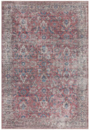 Traditional Red Persian Bordered Abstract Floral Easy To Clean Rug For Living Room Bedroom & Dining Room-120Cm X 170Cm