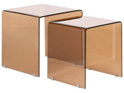 Wyld And Coco Nest Side Tables 2-Pack Brown Tempered Glass Rectangular Minimalist - Compact. - thumbnail 3