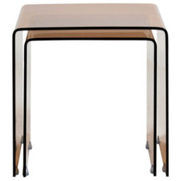 Wyld And Coco Nest Side Tables 2-Pack Brown Tempered Glass Rectangular Minimalist - Compact. - thumbnail 5