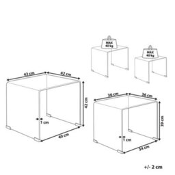 Wyld And Coco Nest Side Tables 2-Pack Brown Tempered Glass Rectangular Minimalist - Compact. - thumbnail 4