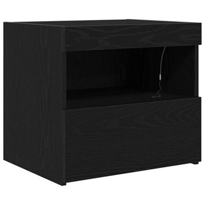 Berkfield Modern Bedside Cabinet With Led Lights Black Oak 50X40X45 Cm - image 1