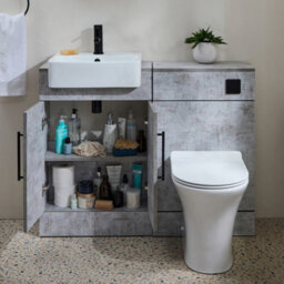 Homestylestore 1050mm Concrete Grey Bathroom Combination Vanity Wc Unit With Toilet Pan And Black Bar Handle - thumbnail 1