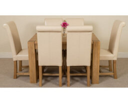 That's Furniture Kuba 125 X 80 Cm Chunky Oak Small Dining Table And 6 Chairs Dining Set With Washington Ivory Leather Chairs - thumbnail 2