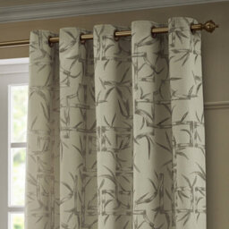 Paoletti Bamboo Fully Lined Jacquard Eyelet Curtains, Champagne - thumbnail 3