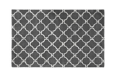 Orsina Large Grey Hand Woven Rug, Durable Wool Cotton Blend Kensington Rug, Soft Underfoot Circle Design Rug - image 1