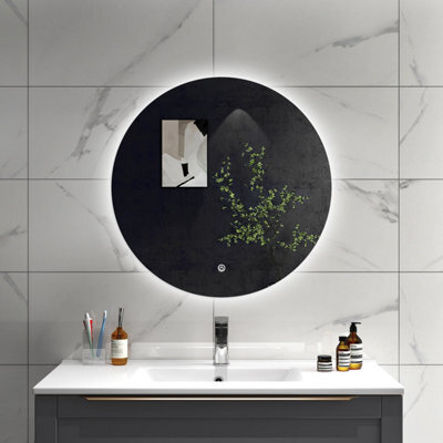 Sline 500mm Backlit Round Bathroom Mirror With Led Lights Dimmable White Colour Anti-Fog Touch Control Memory Function - image 1