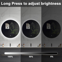 Sline 500mm Backlit Round Bathroom Mirror With Led Lights Dimmable White Colour Anti-Fog Touch Control Memory Function - thumbnail 3