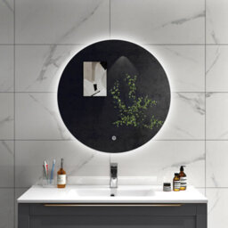 Sline 500mm Backlit Round Bathroom Mirror With Led Lights Dimmable White Colour Anti-Fog Touch Control Memory Function - thumbnail 1
