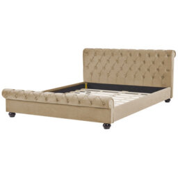 Beliani Bed Velvet Avallon 180 X 200 Cm (Eu Super King) Beige - thumbnail 6