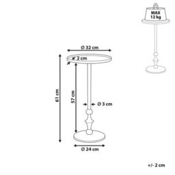 Beliani  Side Table Meda Metal Silver - thumbnail 3
