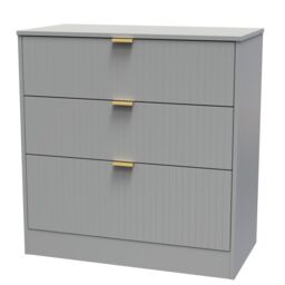 Imola Ready Assembled Matt Grey No Effect 3 Drawer Chest (H)791mm (W)766mm (D)395mm - thumbnail 2