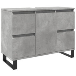 Berkfield Bathroom Sink Cabinet Concrete Grey 80X33X60 Cm Engineered Wood - thumbnail 2