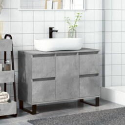 Berkfield Bathroom Sink Cabinet Concrete Grey 80X33X60 Cm Engineered Wood - thumbnail 3