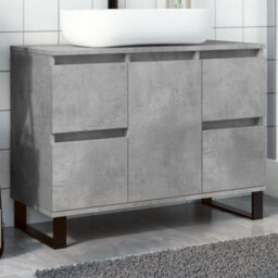 Berkfield Bathroom Sink Cabinet Concrete Grey 80X33X60 Cm Engineered Wood - thumbnail 1