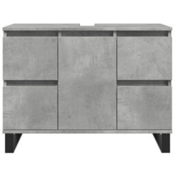 Berkfield Bathroom Sink Cabinet Concrete Grey 80X33X60 Cm Engineered Wood - thumbnail 4