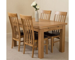 That's Furniture Richmond 140Cm - 220Cm Oak Extending Dining Table And 4 Chairs Dining Set With Harvard Chairs - thumbnail 1