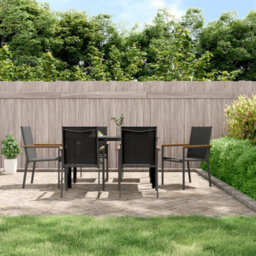 Walplus Garden Chairs 6 Pcs Black 55X61.5X90 Cm Textilene And Steel - thumbnail 1
