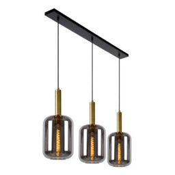 Lucide Joanet Modern Bar Pendant Light - 3Xe27 - Smoke Grey - thumbnail 7