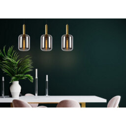 Lucide Joanet Modern Bar Pendant Light - 3Xe27 - Smoke Grey - thumbnail 6
