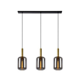 Lucide Joanet Modern Bar Pendant Light - 3Xe27 - Smoke Grey - thumbnail 1