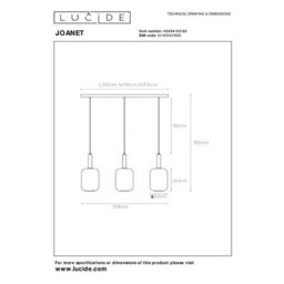 Lucide Joanet Modern Bar Pendant Light - 3Xe27 - Smoke Grey - thumbnail 9