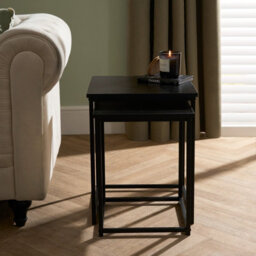 Ohs Manhattan Set Of 2 Square Nest Of Tables Modern End Side Coffee Table - Black - thumbnail 3